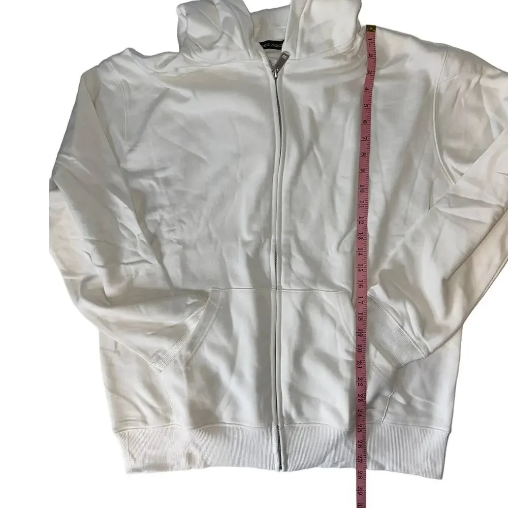 Naked Wardrobe Front Zipped Up White Hoodie Size XL BNWT